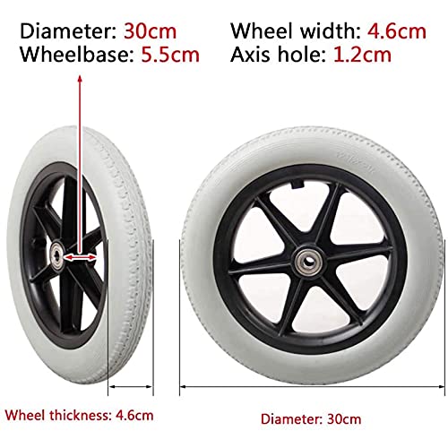 QIQIQ Ruedas para Sillas De Ruedas Rueda Trasera Neumático De Poliuretano Medio Ambiente Resistencia al Desgaste 12 Pulgadas (30 Cm) 2 Piezas