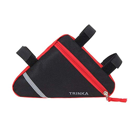 QitinDasen Premium Bolso Triángulo de Bicicleta, Bolsa de Marco de Tubo Delantero de Bicicleta, Bolsa Triangular Impermeable (Rojo)