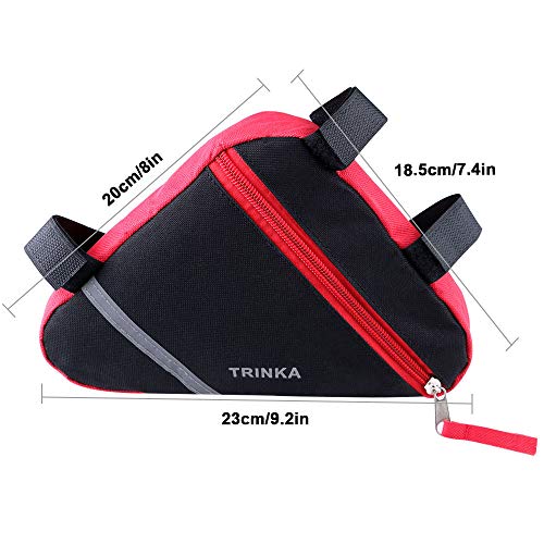 QitinDasen Premium Bolso Triángulo de Bicicleta, Bolsa de Marco de Tubo Delantero de Bicicleta, Bolsa Triangular Impermeable (Rojo)