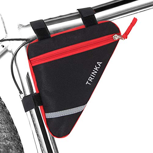 QitinDasen Premium Bolso Triángulo de Bicicleta, Bolsa de Marco de Tubo Delantero de Bicicleta, Bolsa Triangular Impermeable (Rojo)