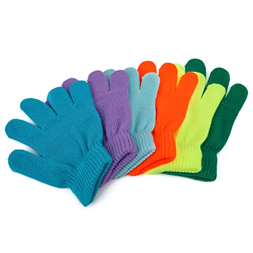 QKURT 6 Pares Guantes de Invierno para Niños,Invierno Guantes Guantes Calientes Guantes de Dedos completos para Niños Niñas