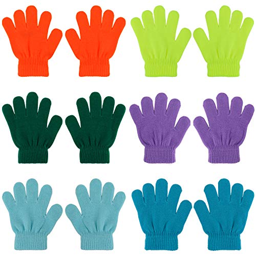 QKURT 6 Pares Guantes de Invierno para Niños,Invierno Guantes Guantes Calientes Guantes de Dedos completos para Niños Niñas