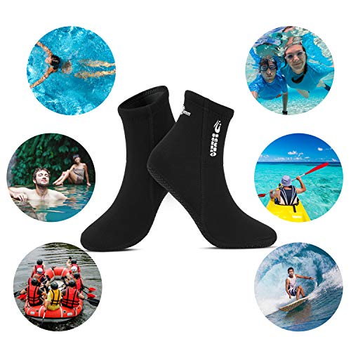 QKURT Calcetines de Neopreno de 2 mm, calcetín de Traje de Neopreno para Buceo, Snorkel y Deportes acuáticos, Calcetines Antideslizantes para Hombres Mujeres