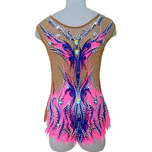 qmj Maillot De Danza Ballet para Mujer Maillot Elegante De Gimnasia Ritmica con Brillante Pedrería Cristal,Pink-Kid 12