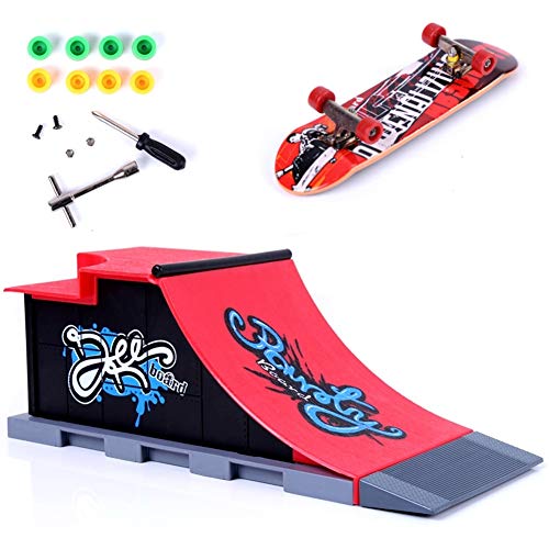 QNFY Mini Monopatín de Dedo Finger Skateboard con Juegos de Accesorios de Rampa Diapasón de Juguete Ultimate Parks Training Props Regalo de Cumpleaños para Niños (C)