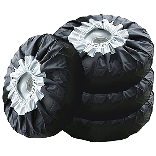 QPY Juego de 4 fundas de neumáticos para rueda de automóvil, protector de neumáticos de coche, protector impermeable para neumáticos de nieve de 13 a 19 pulgadas / 16 a 20 pulgadas