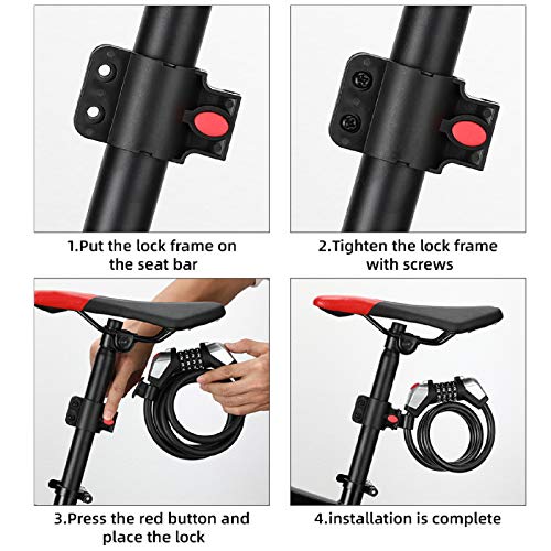 Qqmora con candado de Bicicleta portátil Ligero para Bicicleta de montaña para patinetas para Bicicleta de Carretera Accesorios de Bicicleta para candado de Motocicleta