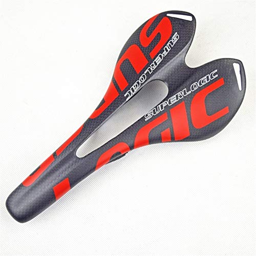 QSCTYG 3K Fibra de Carbono Total sillín Camino MTB de la Bici del carbón Silla Cojín Mate Bicicletas 275 * 143mm Ciclismo Piezas sillín de Bicicleta (Color : Red)