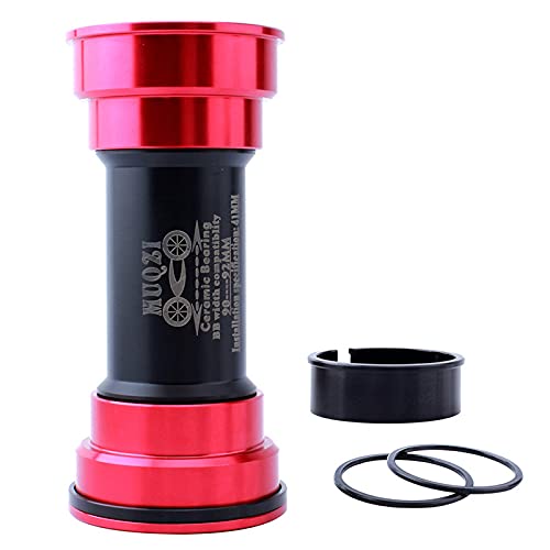 QSCTYG Eje Pedalier Soporte Inferior Cojinete cerámico MTB Bike Bike Press Ajuste Ajuste Aleación de la aleación Soporte Inferior 22 Piezas de crancamiento de 24 mm Eje de pedalier 82 (Color : Red)