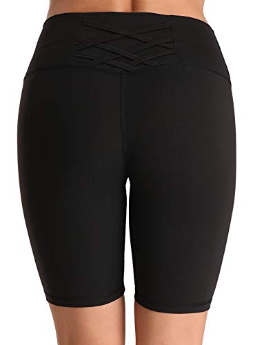 QueenDer Leggins Fitness Mujer Deporte Leggings Pantalones Largo Cintura Alta con Bolsillo Polainas Mallas para Yoga Running Cycling y Pilates (1/2 Negro, XL)