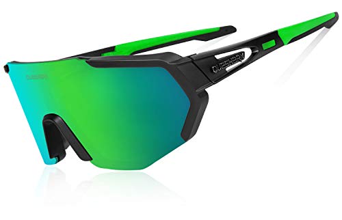 Queshark Gafas De Sol Polarizadas para Ciclismo con 3 Lentes Intercambiables, Protección UVA & UVB, Bicicleta de Carretera MTB Gafas de Ciclismo,Certificación CE