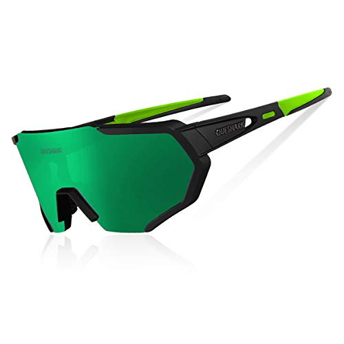 Queshark Gafas De Sol Polarizadas para Ciclismo con 5 Lentes Intercambiables, Protección UVA & UVB, Bicicleta de Carretera MTB Gafas de Ciclismo,Certificación CE