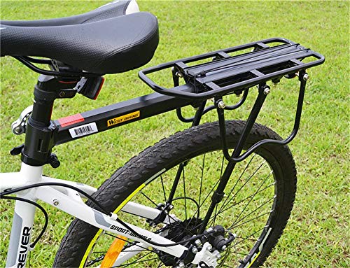 Queta Soporte trasero para bicicleta de montaña, soporte ajustable para bicicleta, estante de aleación de aluminio, carga máxima de 100 kg con reflector