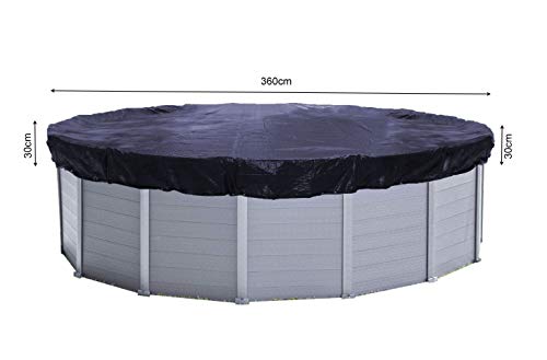QUICK STAR Solar Cubierta de Piscina de Invierno Redonda 200g / m² para Piscina 320-366 cm Dimensiones de Lona ø 420 cm Negro