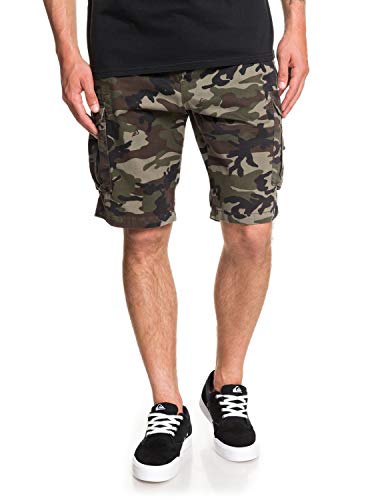 Quiksilver Sr Pantalones Cortos, Hombre, Camo Print Crucial Battle, 34