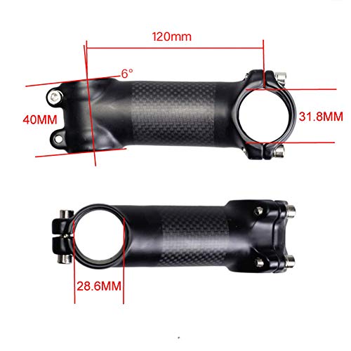 QWERDF 31.8 MTB Vástago 6 Grado De Fibra De Carbono De Bicicletas De Bicicletas De Montaña Vástago Vástago Corto Manillar Madre para La Mayoría De Bicicletas, Bici del Camino De Fixie Engranaje,60mm