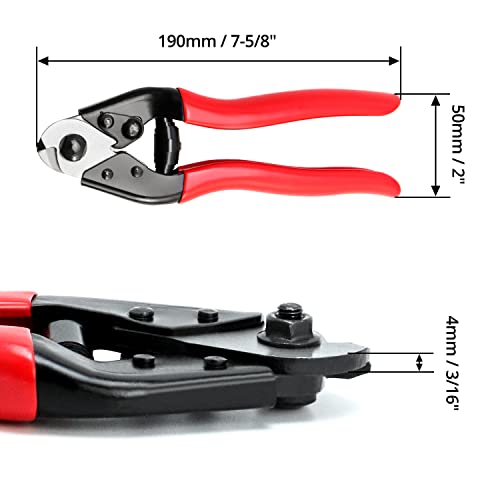 QWORK Cortador de cables , Cortador de Alambre , Para Cable de Bicicleta , Cable de Acero , Cuerda de Alambre , Resortede , Etc. Diámetro de Corte 5/32" / 4mm.