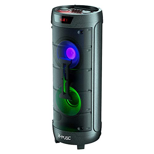 R-Music - RM311685 - Booster XL - Altavoz inalámbrico de 1000 W con Efecto Luminoso - Sonido 360 - Funciona con batería de 5 Horas de autonomía - Entrada USB & Jack - Micro Incluido