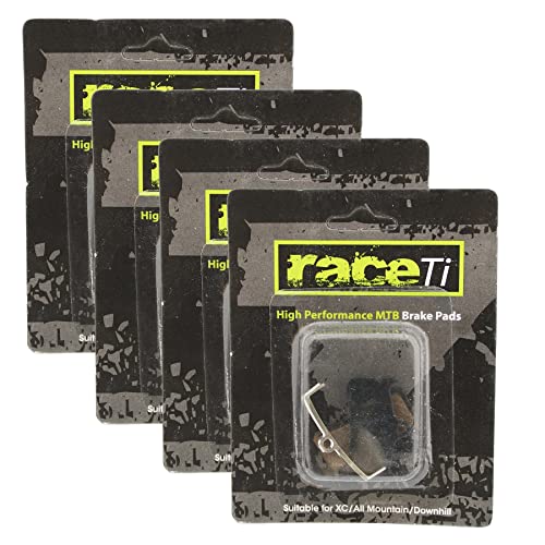 raceTi Pastillas de freno para adaptarse a los calibradores HOPE M4 compuesto semimetálico - Cuatro pares. Fantástico rendimiento tanto en condiciones húmedas como secas.
