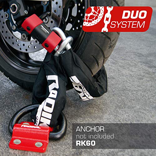 RADIKAL RK75100 Candado de disco + Cadena de alta seguridad Antirrobo para motocicleta Homologado CLASSE SRA, 100cm, Fabricado en Europa
