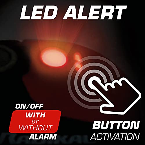 Radikal RK9 Candado Antirrobo Moto Disco Alarma 120 dB con Avisador + Led, Universal, Rojo, 6 mm