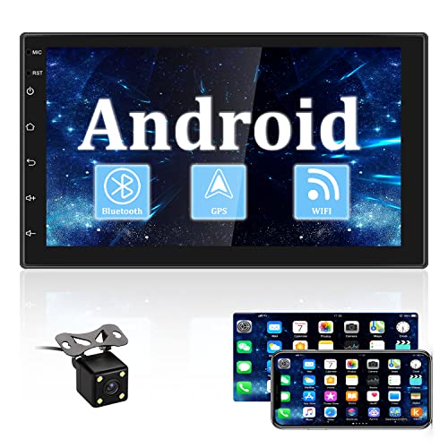 Radio de Coche Android 2 DIN GPS CAMECHO Pantalla táctil de 7 Pulgadas en el Tablero Estéreo para Automóvil Bluetooth FM WiFi Enlace Espejo para Teléfono Android iOS + Cámara Trasera