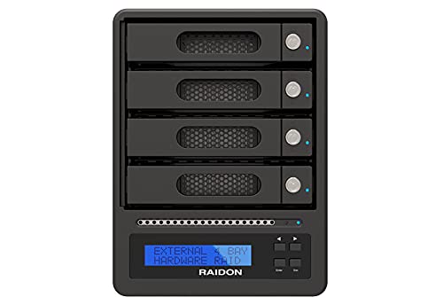 RAIDON GR5640-SB3 - Carcasa Externa Raid para Discos Duros de 4 x 6,35 cm (2,5") y 3,5" (3,5"), Modos Raid 0 5 JBOD, con Cerradura