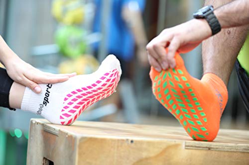 Rainbow Socks - Hombre Mujer Calcetines Antideslizantes de Deporte - 1 Par - Naranja - Talla 47-50