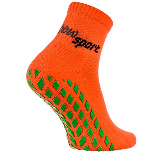 Rainbow Socks - Hombre Mujer Calcetines Antideslizantes de Deporte - 1 Par - Naranja - Talla 47-50