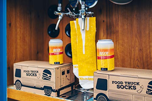 Rainbow Socks - Hombre Mujer Calcetines Food Truck Box Regalo - 3 Pares - Burger Cerveza - Talla 41-46