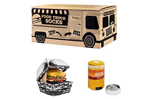 Rainbow Socks - Hombre Mujer Calcetines Food Truck Box Regalo - 3 Pares - Burger Cerveza - Talla 41-46