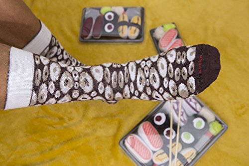 Rainbow Socks - Mujer Hombre Calcetines Sushi Octopus Marrón - 1 Par - Tamaño 36-40