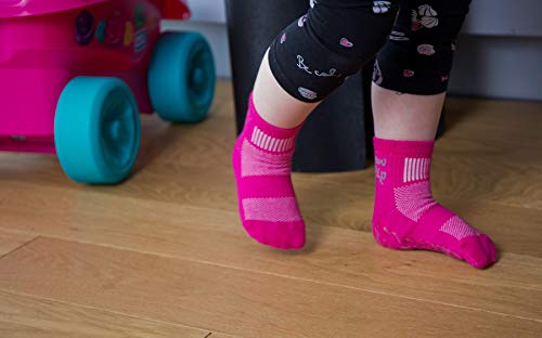 Rainbow Socks - Niño Niña Deporte Calcetines Antideslizantes ABS de Algodón - 2 Pares - Rosa Verde - Talla 30-35