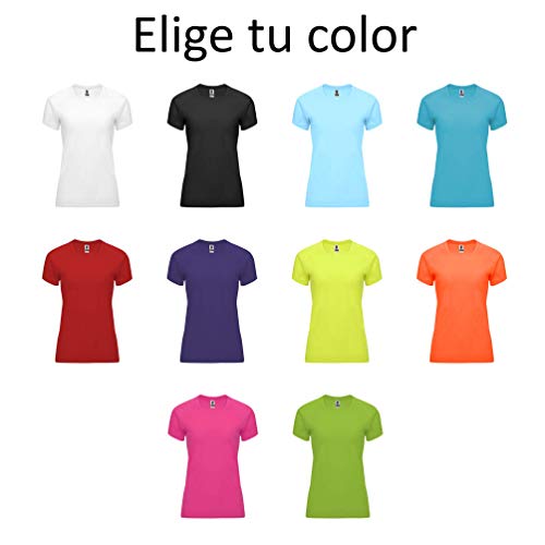 rainUP – Camiseta Técnica Personalizable – Camiseta Deportiva Running Mujer - Manga Corta – Impresión Directa (DTG) – Puedes añadir tu Frase, Logo o Imagen Personalizada (Blanco)