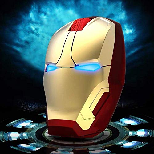 Ratón inalámbrico ergonómico, diseño de Iron Man, 2,4 G, ratón portátil con receptor nano USB, para portátil, ordenador de sobremesa, MacBook, responde hasta 10 m 10 m.