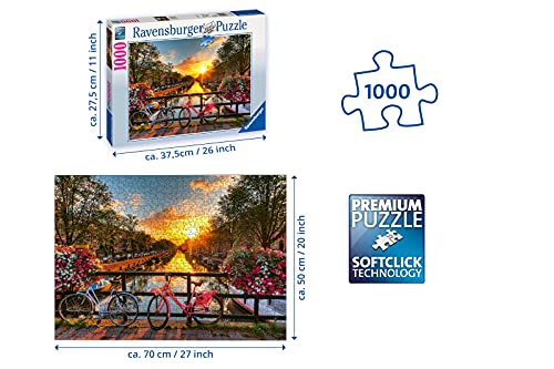 Ravensburger Puzzle 1000 Piezas, Bicicletas en Amsterdam, Colección Fotos y Paisajes, Puzzle para Adultos, Rompecabezas Ravensburger de Alta Calidad