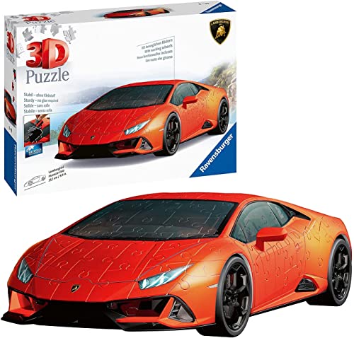 Ravensburger - Puzzle 3D, Lamborghini Huracán Evo, Edad Recomendada 8+, 108 Piezas - Dimensiones: 25 x 12 x 7 cm