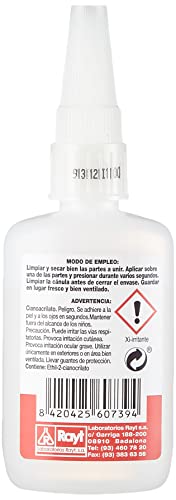 Rayt 607-39 SPRINT Adhesivo instantáneo de cianoacrilato, uniones rápidas y súper resistentes en segundos. Plástico, caucho, goma, metales, porcelana. Tubo 50gr.