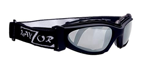 Rayzor Profesional UV400 Negro 2 en 1 Ciclismo MTB Gafas de Sol/Gafas, con un Humo Espejo antideslumbrante claridad del Objetivo y Desmontable con elástico Diadema y Interior Acolchado de Espuma
