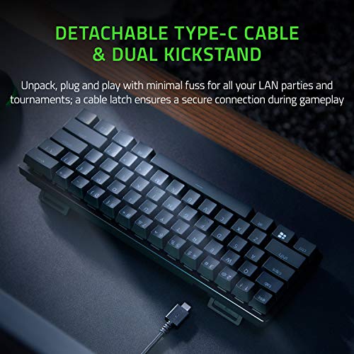 Razer Huntsman Mini (Purple Switch) - Teclado Compacto para Juegos del 60% con interruptores opto-mecánicos (Tapas de Teclas PBT, Cable USB-C Desmontable) Teclado Español, Negro