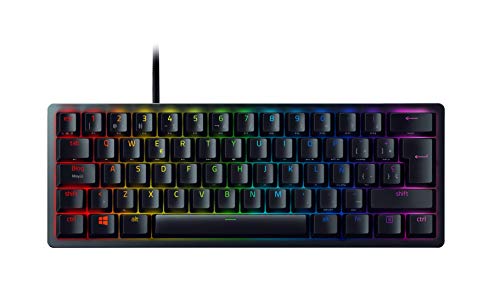 Razer Huntsman Mini (Purple Switch) - Teclado Compacto para Juegos del 60% con interruptores opto-mecánicos (Tapas de Teclas PBT, Cable USB-C Desmontable) Teclado Español, Negro