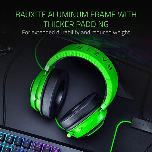 Razer Kraken - Auriculares Gaming con cable para juegos multiplataforma para PC, PS4, Xbox One & Switch, Diafragma 50 mm, Cable de 3.5mm con controles de línea - Verde