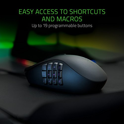 Razer Naga TrinityRatón para Juegos MOBA/MMO, Ratón Gaming, 3 Placas Laterales Intercambiables, Sensor Óptico de 5G de 16 000 PPP, hasta 19 Botones Programables, Negro