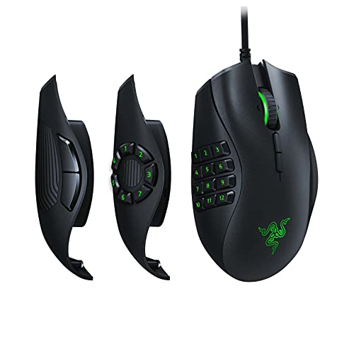 Razer Naga TrinityRatón para Juegos MOBA/MMO, Ratón Gaming, 3 Placas Laterales Intercambiables, Sensor Óptico de 5G de 16 000 PPP, hasta 19 Botones Programables, Negro