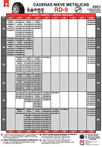 RD9 - Cadenas de nieve metálicas RD9 mm talla Nº 80