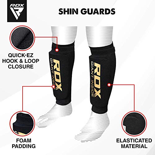 RDX Espinilleras Kick Boxing Muay Thai, Aprobado por SATRA, Ligera Elástico Protección Leg Pads, MMA Shin Pierna Guardia para Artes Marciales Sparring Boxeo BJJ Kárate Entrenamiento, Hombre Mujere