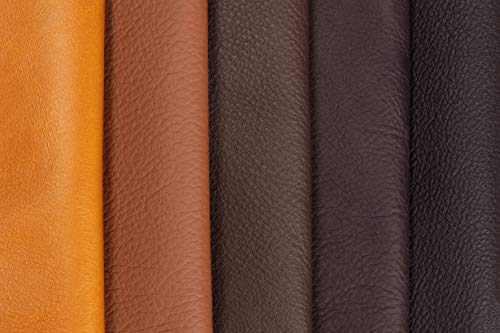Recortes de cuero - restos de cuero marrón, restos de cuero, tamaños grandes, ideal para bolsos, zapatos, reparaciones, decoraciones, manualidades, 1 kg, tamaño A6