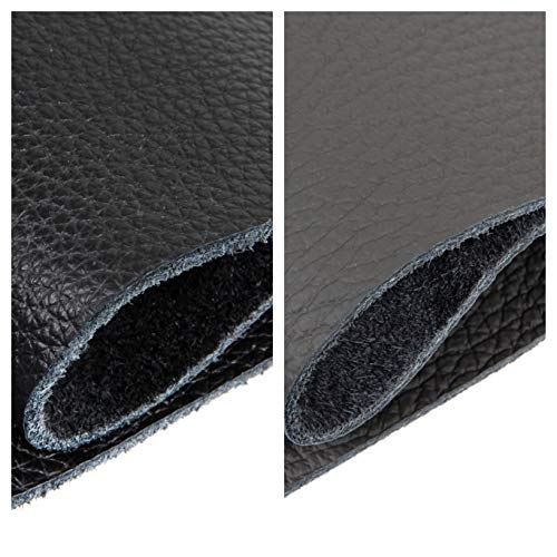 Recortes de cuero - restos de cuero negro, restos de cuero, tamaños grandes, ideal para bolsos, zapatos, reparaciones, decoraciones, manualidades, 1 kg, tamaño A6