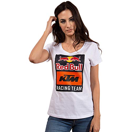Red Bull KTM Emblem T-Camisa, Blanco Mujeres XX-Small Camisa Manga Larga, KTM Racing Team Original Ropa & Accesorios