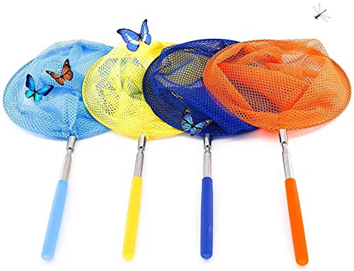 Red de Mariposas,Butterfly Net 4 Pack Extensible Redes de Pesca con Antideslizante Mango Plegable para Atrapar Insectos Mariposa Insectos Peces Pequeños